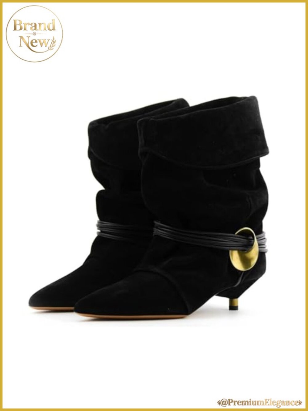 Suede Ankle Boots Pointed Toe Kitten Heel Slouchy Wide Calf Pull-On